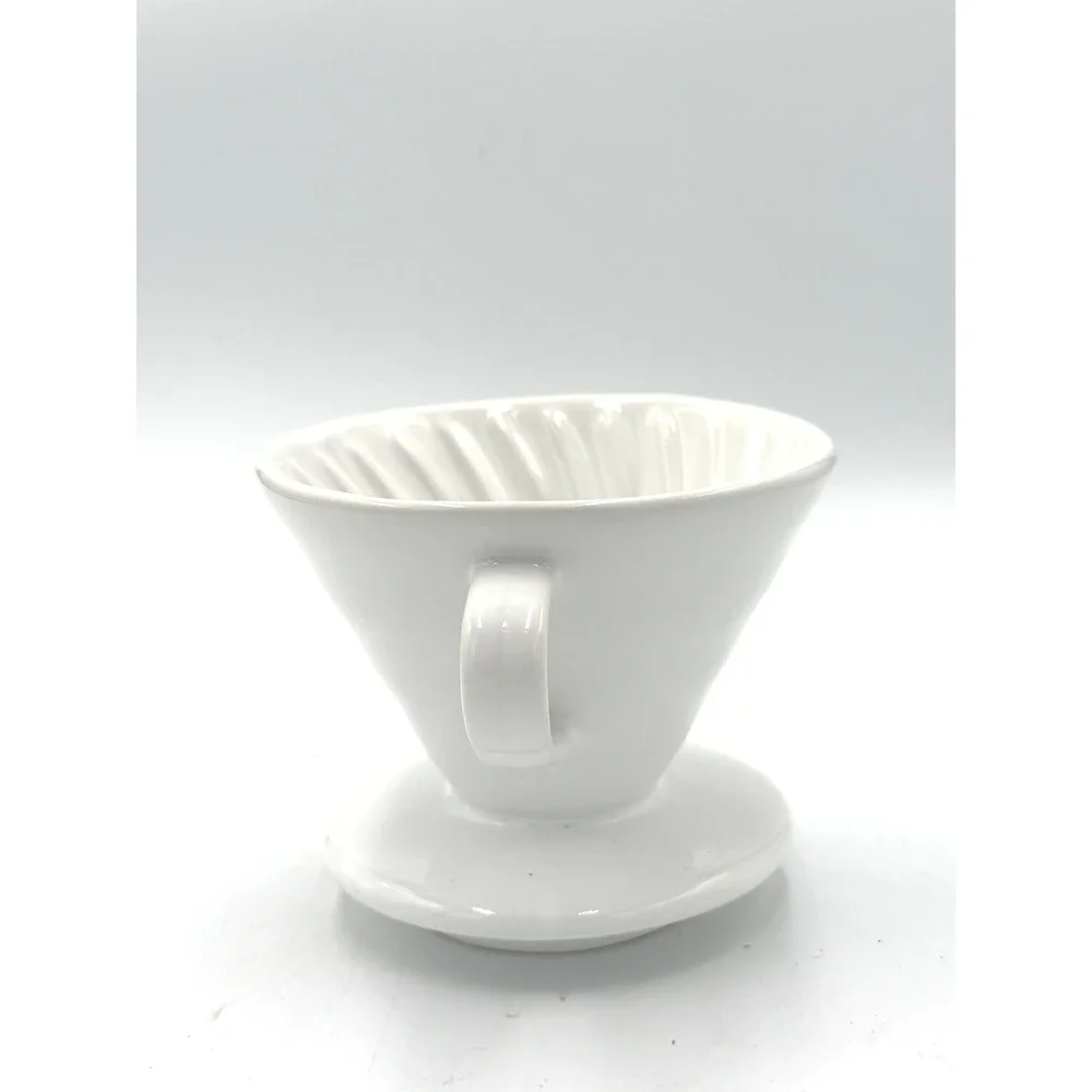 Kajava Mama Coffee Dripper Ceramic Pour Over White Spiral Ribbed V60 Style